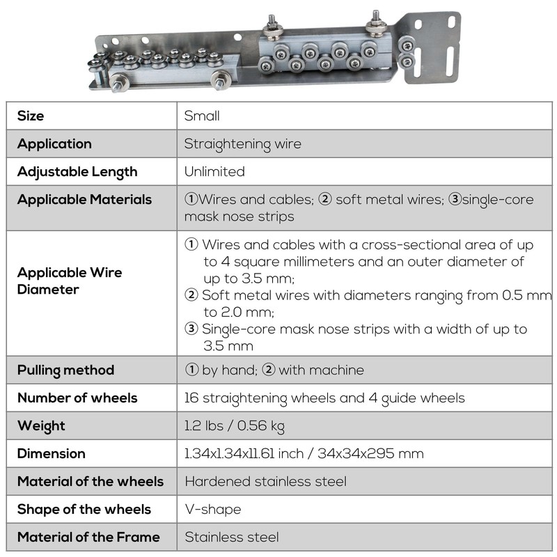 EKVILI Manual Wire Straightener, Straightening Tool for Iron Copper Wire,