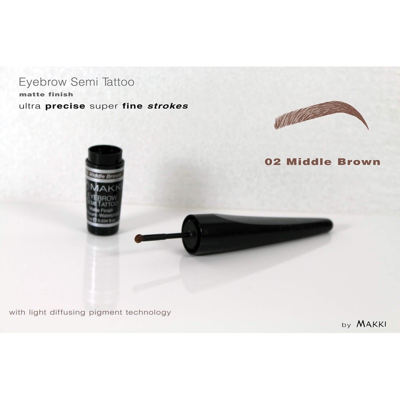 Medium brown Makki Eye Brow Semi Tattoo Mat Natural Surface