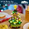 Joiedomi 7" Ceramic Christmas Tree with Green Base, Prelit Xmas