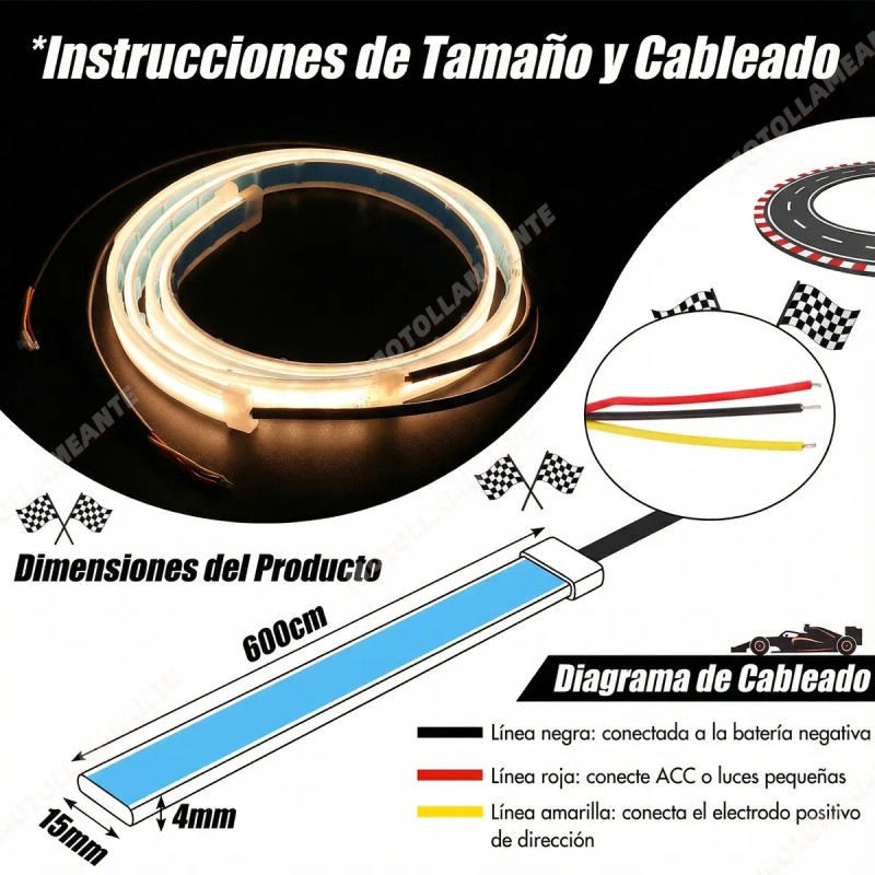 60cm Par Tira Led Drl Flexible Direccional Secuencial Auto