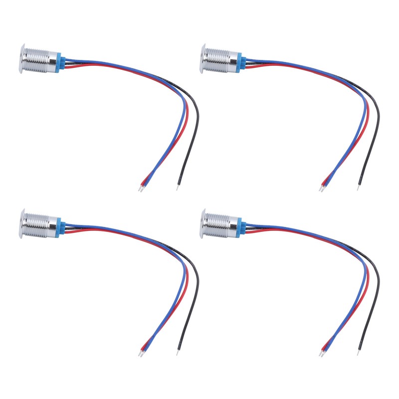 4 Sets PreWired Round LEDs Waterproof 2Color Indicator Lights Common