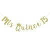 Mis Quince 15 Banner, My 15th Birthday Party Decorations, Quinceanera Decor, Feliz Cumpleanos Banner (Gold Glitter)