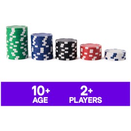 Spin Master Games, Cardinal Classics, 100-Piece Colored Poker Chips Set, Classic Family Board Games, Poker Set for Beginners & Experts, for Kids & Family, 2-10 Players, for Ages 8 & Up