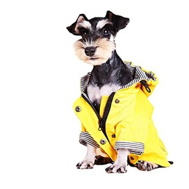 Dog Coats Waterproof Jacket With Zip Up Yellow Raincoat With Hood Clothes Small Dogs
