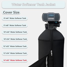 Sobana 14x65 Inch Water Softener Tank Jacket - Insulated 3.5mm Neoprene Slip Sleeve to Prevent Sweating, Heavy-Duty Outdoor Water Softener Cover, Black
