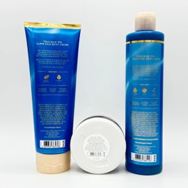 True Blue Bath & Body SPA 3-Piece Bundle | Super Rich Body Cream, Manicure Hand Scrub and Exfoliant Body Wash