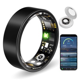 Weyrinice Health Ring, Smart Ring for Women Men, 10ATM Waterproof Fitness Sleep Heart Rate Blood Oxygen Tracker, Step Tracker Compatible with Android & IOS (Black, 7#)