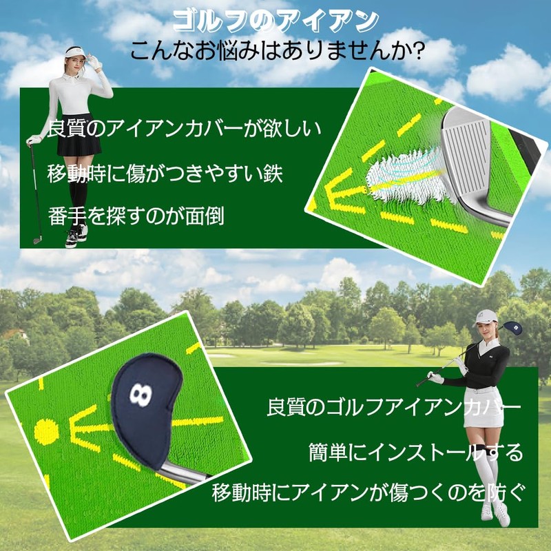 Golf Iron Covers Headcovers Zipper Closure (3-9, A, Pw, Sw)