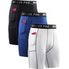 NELEUS Men's Compression Shorts 3 Pack Dry Fit Running Shorts,6081,Black/Blue/White,3XL