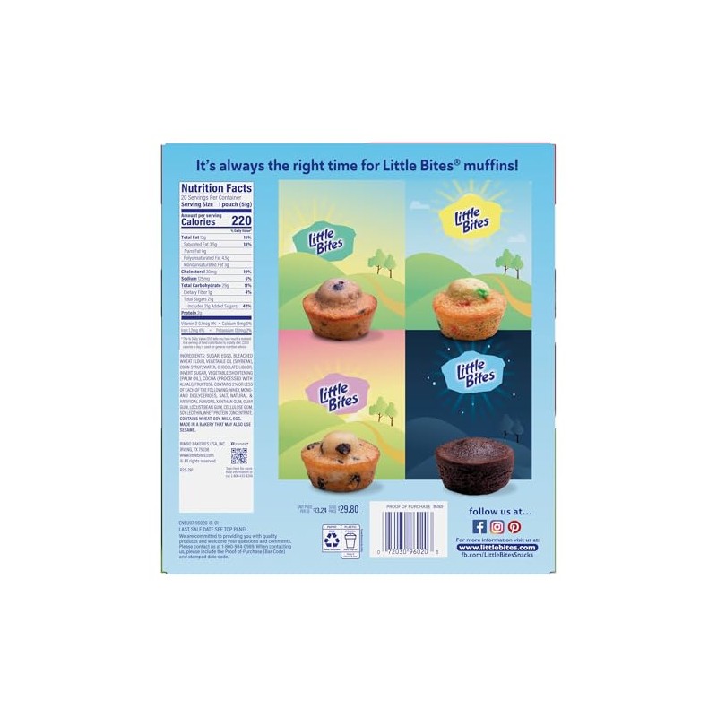 (Value Pack) Little Bites Fudge Brownies, 20 individual packs, (1.8