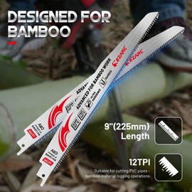 EZARC Bamboo Cutting Japanese Teeth Reciprocating Saw Blades 9 Inch, Tri-Edged Fleam Ground Teeth for Soft Wood & DIY Use, 12 TPI, 3-Pack