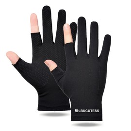Elbucutess Bike Cycling Gloves Anti-Slip Biking Gloves Breathable Driving Riding Touchscreen Bicycle Stretchy Mittens for Men Women Fishing Workout Training Outdoor (1 Pair Black/White 2 Fingers)