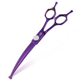 Ethyxe 7 Inch Curved Scissors for Dog Grooming, 440C Stainless Steel Pet Hair Trimming Shears with Safe Round Tips, Professional Downward Curve for Dogs, Cats, and Other Pets