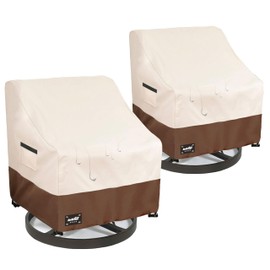Patio Chair Covers 2 Pack,600D Waterproof Heavy Duty Outdoor Chair Covers(30 W x 34 D x 38 H inches),Outdoor Furniture Patio Chair Covers Waterproof Clearance,Beige&brown