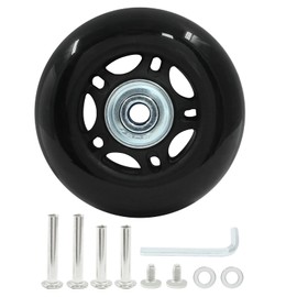 Zorveiio 2 Pack 68mm x 24mm Suitcase Replacement Wheels Lnline Skate Wheels Travel Bags Caster Rubber Wheels Luggage Wheels with Accessories, Black