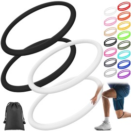 Foilswirl 4 Pcs Silicone Patella Knee Band for Basketball Patella Tendon Support Knee Pain Running Tendon Brace Support Strap (Black and White,L)