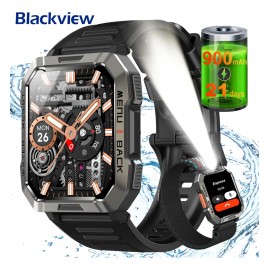2.1" Blackview Smartwatch Reloj inteligente Bvw60 Smart Watch Hombre Militar Linterna Bluetooth IP68 Resistente Al Agua, 900mah, relojes inteligentes militares, relojes inteligentes con linterna