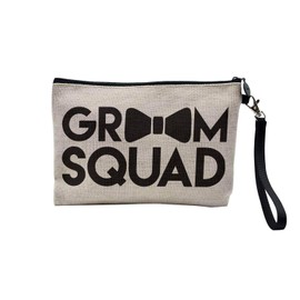 Tasche aus Leinen – Groom Squad Fliege Braut Hochzeit Familie – Kosmetiktasche aus Leinen Optik – Geldbörse – 15 x 10 cm, leinen, 23.5 x 15 cm, Kosmetiktasche