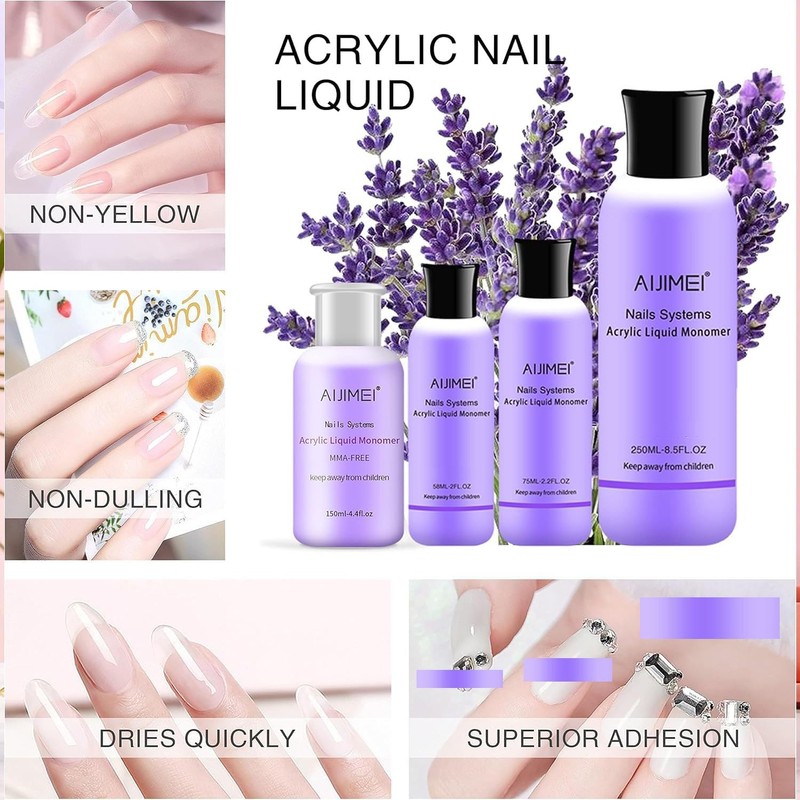 AIJIMEI Acrylic Liquid Monomer 58ml For Acrylic Nails Powders &
