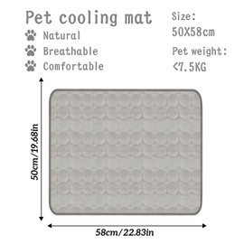 Cooling Mat for Dogs, Cooling Blanket Cat 67 x 55 cm, Dog Mats Summer Cooling Cushion, Pet Dog Mat for Home On the Go or in the Car (M-Grey)