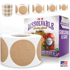 MESS Dissolvable Canning Labels for Jars – 200 2.5" Kraft Dissolvable Mason Jar Labels - Dissolvable Food Labels for Containers - Jam Homemade Canning Jar Labels Stickers - Removable Mason Jar Labels