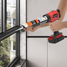 BANLICALI Electric Caulk Tool 20V Battery Powered Caulk Filler, 4 Speed Regulation Cordless Caulking Tool for 10.15-12.17Oz Hard Glue, for Caulking, Filling, Sealing Red+Black