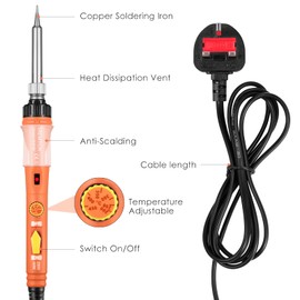 Soldering Iron, SREMTCH 60W Soldering Irons Kit with Adjustable Temperature knob (200-450℃）, Welding Tools with 5 Soldering Iron Tips, 17g Solder Wire, Soldering Iron Stand for Welding and Repairing