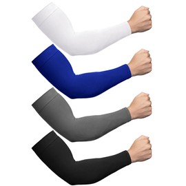 Foaincore 4 Pairs Plus Size Cooling Arm Sun Sleeves for Men Women UV Sun Protection Oversized Compression Sleeves(Black, White, Gray, Royal Blue)