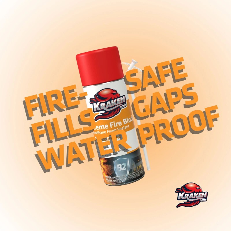 Kraken Bond Extreme Fire Block Polyurethane Straw Foam Sealant 12
