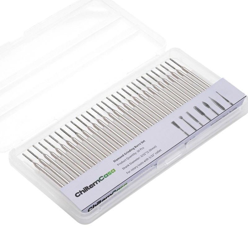 ChilternCasa 1mm Diamond Drill Bits, Cylinder Grinding Bit Shank 2.35mm