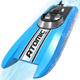 VOLANTEXRC Remote Control Boats for Pool and Lake 20+MPH Atomic XS High Speed RC Boat for Kids or Adults Toy Gifts Remote Controlled Boat with 2 Batteries & Reverse Function (795-5 Blue)