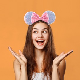 DRESHOW Mouse Ears Bow Headbands Glitter Party Decoration Cosplay Costume for Girls & Women