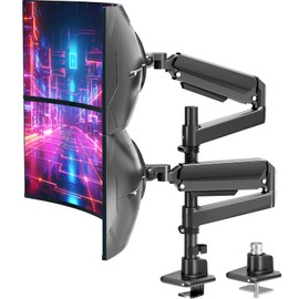 MOUNT PRO Dual Monitor Arm for Max 49" Ultrawide Screens up to 44 lbs, Heavy Duty Extra Tall Monitor Desk Mount, Vertical Stacked Adjustable Dual Monitor Mount, VESA Mount 75x75mm/100x100mm