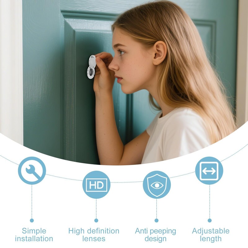 Door Viewer with Privacy Cover 14mm Doors Peephole 220° Wide