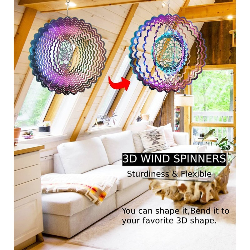 TFANUO Stainless Steel Wind Chime 3D Hanging Wind Spinner 25