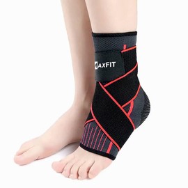 MAXFIT Tobillera de Compresión 1 Unidad, Protección Tobillos, Calcetines , Tobillera Deportiva Ortopédica, Tobilleras Gym, para Basquetbol, Esguince, Talon de Aquiles, Tobillera para Mujeres y Hombres, Mod HH003 (Rojo, Small)