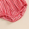 Newborn Baby Girl Summer Clothes Short Puff Sleeve Plaid Bubble