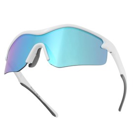 UVTQSSP Fast Glasses Unisex Cycling Glasses Men Women TR90 Half Frame Ultralight Sports Glasses UV400 Protection Running Glasses HD View Windproof Sunglasses White Frame/Blue Lens