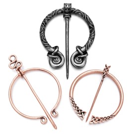 fzbali Vintage Viking Brooches Pins Medieval Cloak Shawl Scarf Pin Clasp Celtic Jewelry Costume Accessory for Women Girls (Siver & Rose Gold)