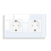JIMEIDA Double Socket Glass in White Flush-Mounted, 2-Way Schuko Sockets