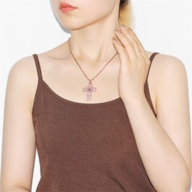 Uloveido GOD is Good Cross Necklace | Rose Gold Plated Cubic Zirconia Jesus Bible Verse Jewelry | Holy Hope Spiritual Blessing Faith Prayer Necklaces with Stainless Steel Chain YA5005