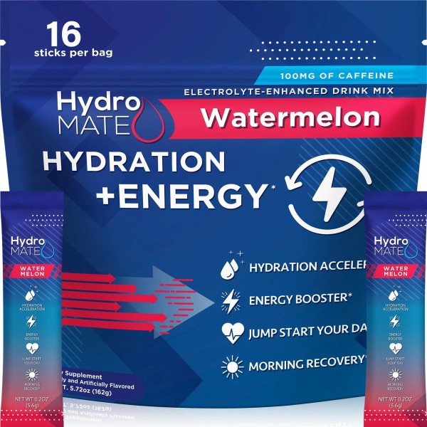 NatureWorks HydroMATE Electrolytes Powder Drink Mix Packets Hydration Accelerator Low