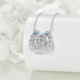 TIGER RIDER Horseshoe Horse Necklace for Women Sterling Silver Celtic Knot Necklace Horseshoe Pendant Horse Jewelry Birthday Gifts for Women Horse Lovers