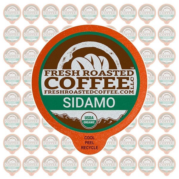 Fresh Roasted Coffee LLC, Organic Ethiopian Sidamo Coffee Pods, Light Roast, 72 Count