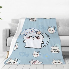 Chiikawa Blanket, Flannel Soft Fluffy Blanket, Single, Dust Mite Resistant, Antibacterial, Odor Resistant, Lightweight Throw Blanket, Stylish, Large, Washable, Cooling Protection, Cold Protection,