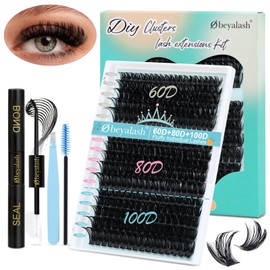 DIY Lash Extension Set Fluffy Wimpern Extensions Wimpern Extensions Set 60D+80D+100D Wimpernverlängerung Set 10-18mm Lash Cluster Set D Curl Eyelash Extensions Kit by Obeyalash(275pcs D Curl 10-18mm)