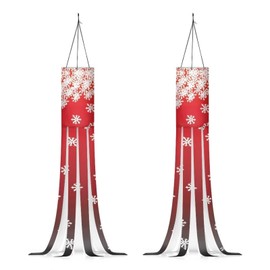 Yorfeemge Windsocks Set of 2 Decorative Wind Socks with Fluttering Ribbons Snowflake Print Hanging Fall Decorations Outdoor