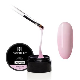 DIDIER LAB Fiber Builder Gel Milky Pink - Self-Smoothing HEMA-Free Builder Gel for Gel Nails - Ultra Strong LED UV Fibreglass Gel Nails for Nail Repair Repairs & Extensions - 50 g