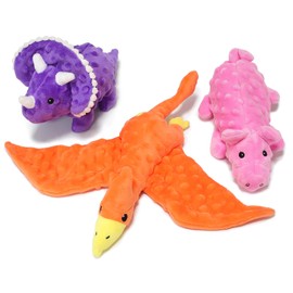 TONGKTAI Plush Dog Toy, Soft Stuffing Squeaky Toy with Crinkle Paper, Indestructible, Interactive Tug of War, Animal Chew Toy Set for Small, Medium and Large Breeds, 3