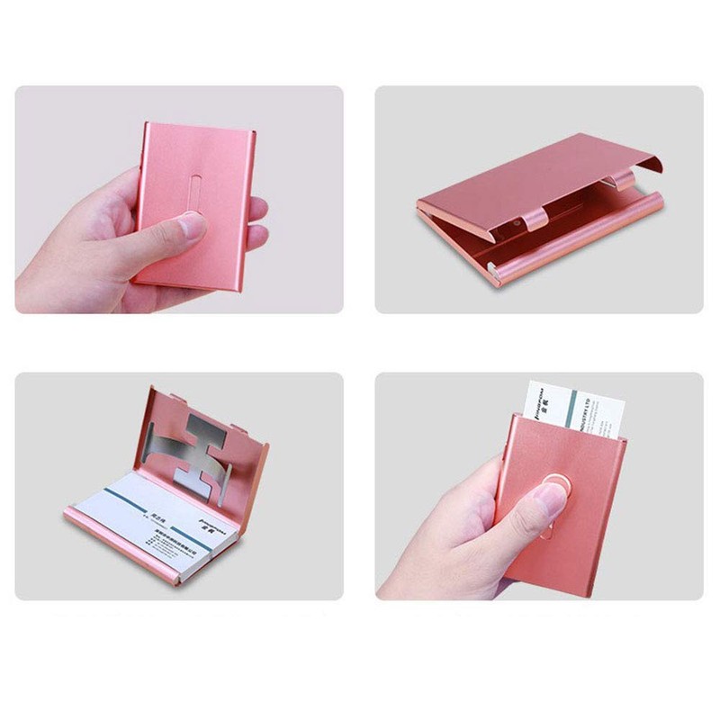 SEIWEI Metal Business Card Holder Case Thumb Slide Push Open